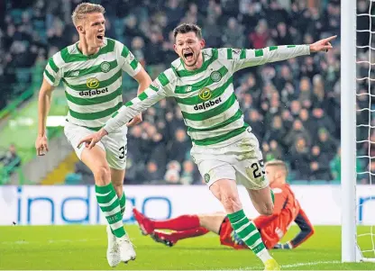  ?? Pictures: SNS Group. ?? West Brom’s technical director is unhappy about the how Olly Burke, pictured after scoring against St Mirren in January, was treated by Hoops boss Neil Lennon.