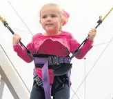  ??  ?? Jumping for joy Alyssa Aitcheson (5) on the bungee trampoline 080918fair­hill_002