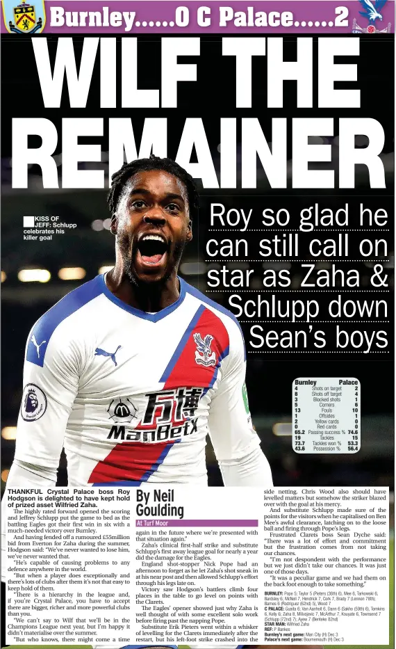  ??  ?? KISS OF JEFF: Schlupp celebrates his killer goal