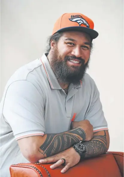  ?? John Leyba, The Denver Post ?? Broncos nose tackle Domata Peko, all smiles after signing a two-year contract in March, is perhaps the player most responsibl­e for the team’s about-face against the run this season.