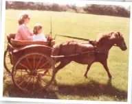  ??  ?? ABOVE A seven-year-old Clover rides in a horse and cart with her mum RIGHT ‘Mum gave us a picture-book childhood in the countrysid­e’