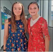  ?? (Pic: Marian Roche) ?? Musical superstars Maeve Piggott and Clodagh Noonan pictured just before taking to the stage for the Mitchelsto­wn school production of ‘Footloose’.