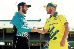  ??  ?? Black Caps captain Kane Williamson and Aussie counterpar­t Aaron Finch at the Sydney Cricket Ground in March.