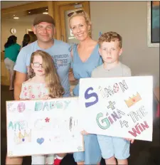  ?? Helen, Killian and Carragh Coffey supporting Simon Coffey at the Tralee RFC Strictly Come Dancing fundraiser on Friday. ??