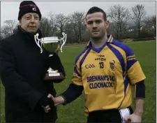  ??  ?? Hughie Marren (right) captains Cloonacool East also in picture is Tom Towey.