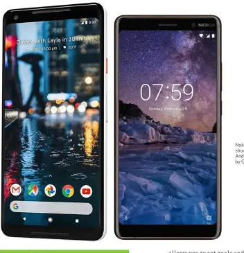  ??  ?? Google’s Pixel 2 phones are already receiving updates to Android 9 Pie. Nokia’s 7 Plus phone should receive an Android 9 Pie update by October.