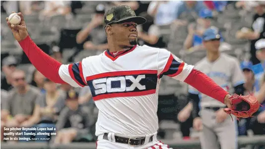  ?? NAM Y. HUH/AP ?? Sox pitcher Reynaldo Lopez had a quality start Sunday, allowing one run in six innings.