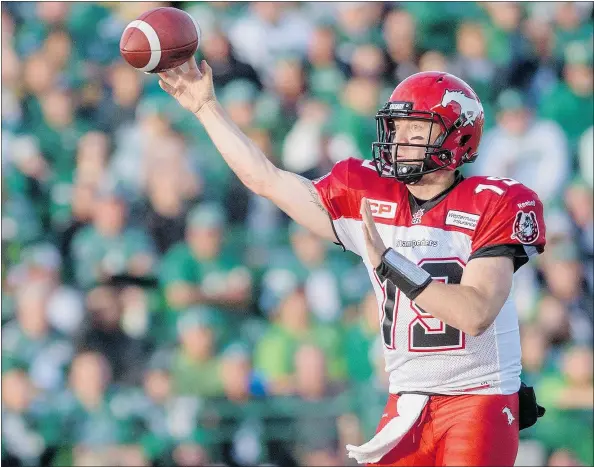  ?? — PHOTOS: THE CANADIAN PRESS ?? In his first season as a starter, Calgary Stampeders quarterbac­k Bo Levi Mitchell helped lead the team to a 15-3 record and was MVP in the Grey Cup game. Powerhouse Calgary is looking to become the third repeat champion since 1996-97.