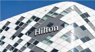  ??  ?? THE LOGO of an Hilton hotel is seen at Schiphol airport near the city of Amsterdam, the Netherland­s March 16, 2016.