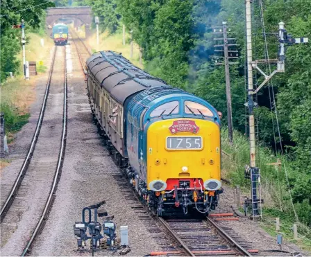  ?? ?? No. 55009 works the Great Central Railway’s 12.50 Loughborou­gh to Leicester North at short notice on June 22. The Deltic went on to complete two return trips (one on the rear) without issue. Jake Atkinson