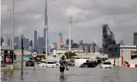  ?? Amr Alfiky/Reuters ?? Floodwater caused by heavy rains in Dubai, United Arab Emirates, 17 April 2024 Photograph: