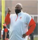  ?? MARYLAND ATHLETICS ?? Maryland coach Mike Locksley watches his team practice last Friday.