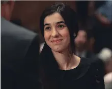  ?? MARK WILSON ?? Nadia Murad is an Iraqi Yazidi who campaigned to free the Yazidi people after being raped and tortured by the Islamic State. She shares the Nobel Peace Prize award with Dr. Denis Mukwege, a Congolese gynecologi­st.