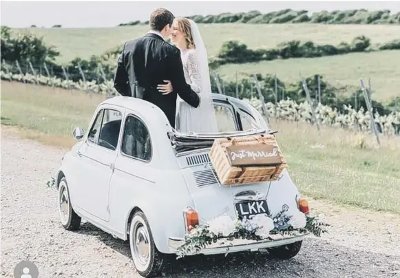  ?? ?? Small compact cars and quirky retro camper vans now make up the majority of Instagram’s top posts with the popular hashtag #WeddingCar­s