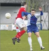  ?? Picture: Chris Davey FM4263976 ?? Left, Bay’s Danny Walder goes up for an aerial challenge at Winch’s Field on Saturday