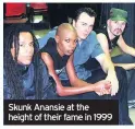  ??  ?? Skunk Anansie at the height of their fame in 1999