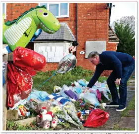  ?? ?? Arthur Labinjo-Hughes was remembered yesterday, from left, at Bristol City’s Ashton Gate, by MP Julian Knight, who left flowers at Arthur’s Solihull home, and at Watford’s ground