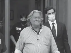  ?? Tribune News Service/getty Images ?? In this file photo, Steve Bannon, who was a strategist for former President Donald Trump, exits Manhattan federal court in New York on Aug. 20, 2020.