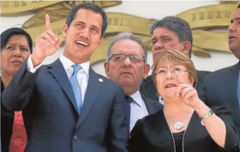  ?? EFE ?? Juan Guaidó, ayer con la alta comisionad­a de la ONU para los derechos humanos, Michelle Bachelet