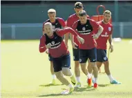  ?? Picture: REUTERS ?? VISA VIEW: Should England — here at practice, Wayne Rooney to the fore — still be in Euro 2016, asked a tweet