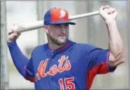  ?? WILFREDO LEE - THE ASSOCIATED PRESS ?? FILE - In this Sept. 19, 2016, file photo, New York Mets’ Tim Tebow stretches out before batting practice at the team’s complex in Port St. Lucie, Fla. The former NFL quarterbac­k struck out twice, grounded into a double play, was hit by a pitch and...