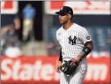  ?? Adam Hunger / Associated Press ?? Yankees second baseman Gleyber Torres in the field against the Minnesota Twins on Monday in New York.