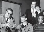  ?? SECOND CITY ?? In 1990, Bob Odenkirk (top right, with Holly Wortell) wrote the classic Matt Foley sketch at Second City starring Chris Farley (left, with Jill Talley and Tim Meadows).