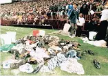  ?? | KIM LUDBROOK ?? POIGNANT REMINDER: The scene at Ellis Park Stadium in 2001 after a stampede killed 43 fans.
