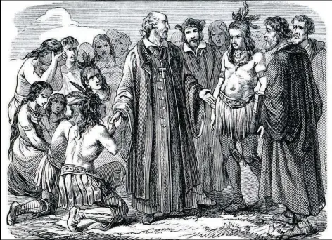  ??  ?? dibujo del fraile dominico Bartolomé de las Casas, que alzó su voz contra los abusos a los indios. Un