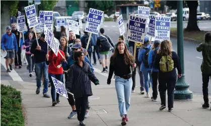  ?? Photograph: Michael Ho Wai Lee/SOPA Images/ REX/Shuttersto­ck ?? Protesters during a strike at the University of California Berkeley, on 21 November 2022.