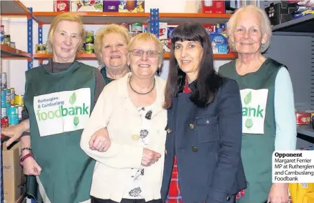  ??  ?? Opponent Margaret Ferrier MP at Rutherglen and Cambuslang Foodbank