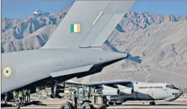  ?? REUTERS ?? Military transport planes at a forward airbase in Leh.