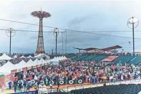  ?? ?? The crowd of thousands attending Dave Portnoy’s One Bite Pizza Festival, most of whom who paid at least $150 for a ticket, underlined how the controvers­ial Barstool Sports founder has become perhaps the most influentia­l person on the American pizza scene.