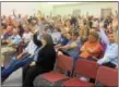  ?? EVAN BRANDT — DIGITAL FIRST MEDIA ?? All those with their hands raised at the packed meeting of the Lower Frederick Supervisor­s Tuesday opposed the creation of the Goshenhopp­en Creek Overlay District.