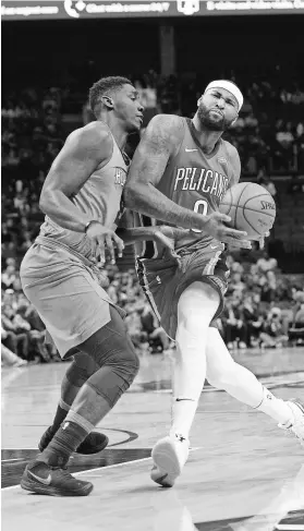  ?? SAM SHARPE/USA TODAY SPORTS ?? DeMarcus Cousins (0), the newest Warrior, averaged 25.2 points and 12.9 rebounds in 48 games last season for the Pelicans.