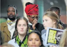  ?? Picture: SHELLEY CHRISTIANS ?? HEART-BREAKING: Mpho Tutu is in tears watching a video at a silent protest in Cape Town for the girls captured by Boko Haram
