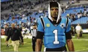  ?? AP ?? Cam Newton was quick to respond to the Panthers on social media, saying he didn’t ask to be traded. “I love the Panthers to death and will always love you guys!!” he tweeted.