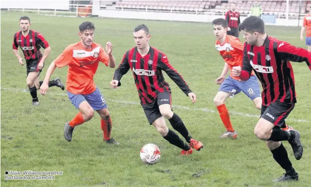  ??  ?? ● Julian Williams scored for Porthmadog at Gresford