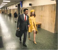  ?? Evan Sernoffsky / The Chronicle ?? Cicely Hansen with her attorney, Bill Fazio, at the Hall of Justice, where she pleaded no contest to two counts of possession for sale of an endangered species.