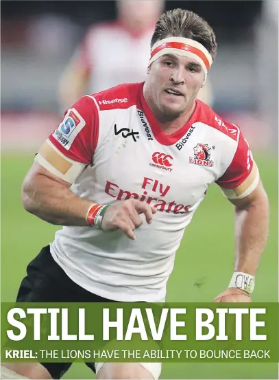  ?? Picture: Backpagepi­x ?? FIGHTERS. Returning former Lions captain Jaco Kriel feels the team can bounce back from the disappoint­ing start to their 2020 Super Rugby campaign.