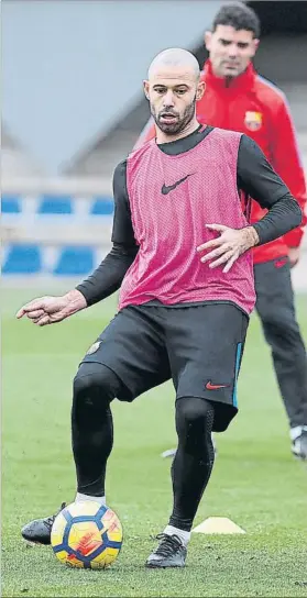  ?? FOTO: FCB ?? Javier Mascherano en un entrenamie­nto de la semana pasada