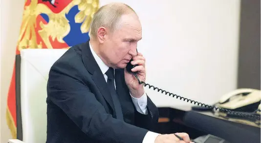  ?? EUROPA PRESS ?? El presidente de Rusia, Vladimir Putin, en su despacho en el Kremlin
