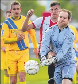  ?? Picture: John Westhrop FM4744617 Buy these pictures from kentonline.co.uk ?? Bears goalkeeper Scott Andrews called into action at the Tiger Stadium