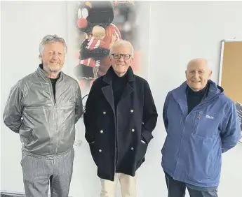  ?? ?? Colin Teer, Bob Wilkie and Peter Graham are walking from Roker to Whitburn for the Bradley Lowery Foundation.