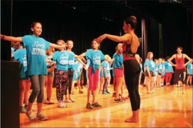  ?? PHOTOS BY LAUREN HALLIGAN — LHALLIGAN@DIGITALFIR­STMEDIA.COM ?? Adrianna Grieco teaching students at Maple Avenue Middle School ballet dancing on Friday as part of Saratoga Performing Arts Center’s Classical Kids program.