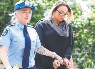  ??  ?? TRAFFICKER: Alexandra Rose Kobelke being led into court for a hearing in November.