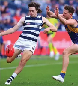  ?? Photo: James Ross/AAP image H09856Y ?? A former first-round draft pick, Jordan Clark was selected for just 11 games for the Cats in 2021 and has now been traded to Fremantle.