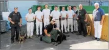  ??  ?? North Montco Tech students with K9 officers and their dogs.