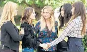 ?? Eric McCandless Freeform ?? SECRETS are revealed in the series finale of “Pretty Little Liars.” With Sasha Pieterse, left, Lucy Hale, Ashley Benson, Shay Mitchell and Troian Bellisario.