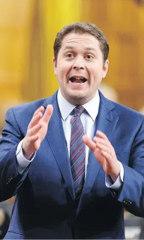  ?? JUSTIN TANG / THE CANADIAN PRESS ?? Conservati­ve Leader Andrew Scheer refused to comment Tuesday on comments about former party president Rick Dykstra made by former prime minister Stephen Harper.